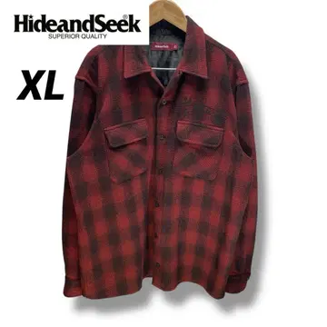 새상품급 하이드 앤 시크 옴브레 체크 오픈 카라 셔츠 사이즈 XL