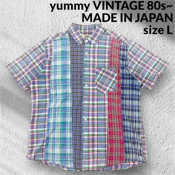 새상품급 vintage 패치워크 셔츠 L 일본제 80s 재구축 yummy