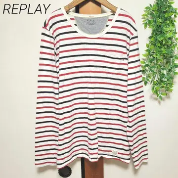 리플레이 Replay 티셔츠 긴팔 보더 남성용 L