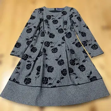 M'S GRACY 하운드투스 장미 플로키 플레어 긴팔 원피스 M