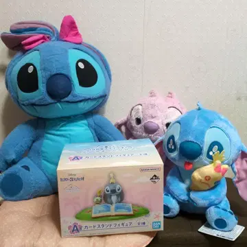 스티치 제일복권 A상 카드 스탠드 피규어와 봉제 인형 4종 세트