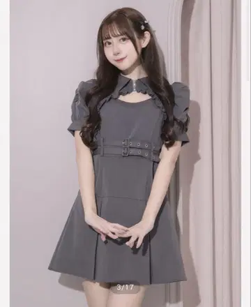 pium 더블 벨트 컷 아웃 원피스 차콜