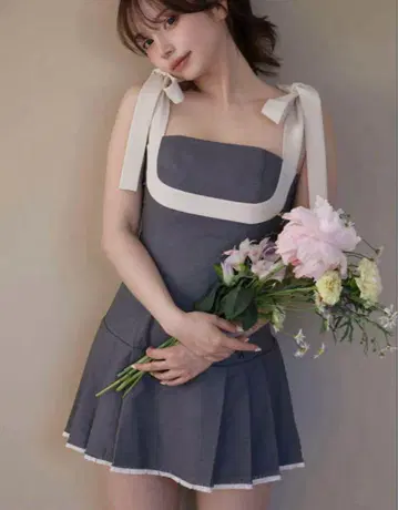 andmary Chuchu pleats ribbon dress