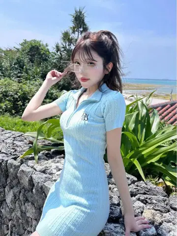 Darich 로고 케이블 니트 미니 원피스