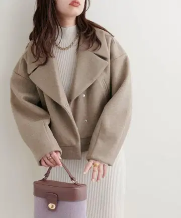 natural couture 멜톤 숏코트 베이지