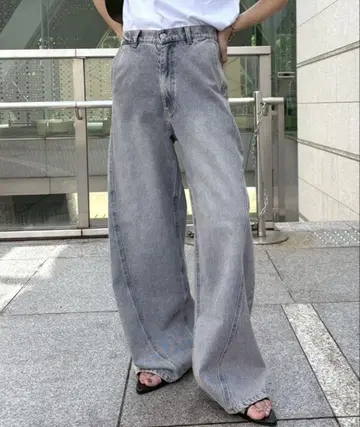 NOGLE 케미컬 라인 배기 데님