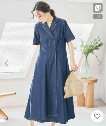 데님풍 반팔 롱 원피스 L 사이즈