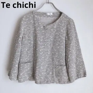 테치치 노카라 자켓 여성용 아우터 면 혼방 고급 베이지 M