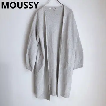 마우지 롱 가디건 긴팔 가디건 프론트 오픈 코튼 혼방 그레이 F