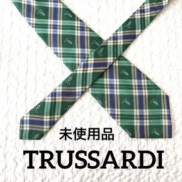 TRUSSARDI 넥타이 그린 체크 미사용품