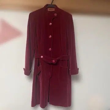 미쏘니 MISSONI 버건디 벨벳 롱 코트 사이즈 M 상당