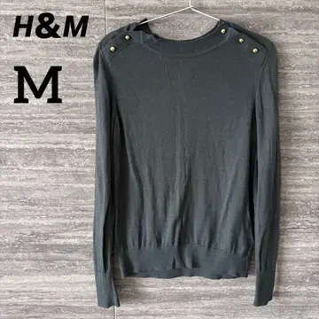 H&M 그린 긴팔 니트 버튼 장식 해외 구제 의류 M
