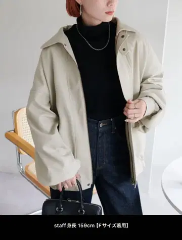 Discoat 빈티지 PU 가죽 자켓 블루종 아우터