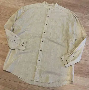 90s EDDIE BAUER 린넨 셔츠 스탠드 카라 셔츠 L 구제 의류