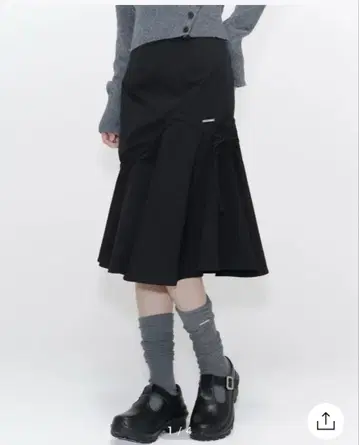 miseki seoul Shirring ruffle midi skirt