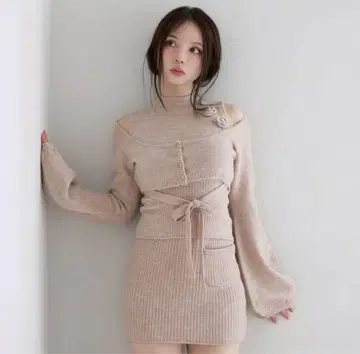 PINK AND MARY 플라워 니트 세트업