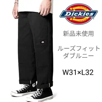 미사용 새상품 디키즈 더블니 워크 팬츠 BK W31 x L32 블랙