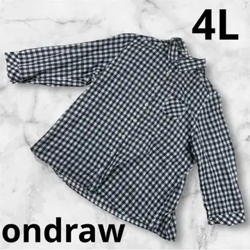 [ ondraw ] 여성용 7부 소매 셔츠 4L 네이비 x 화이트