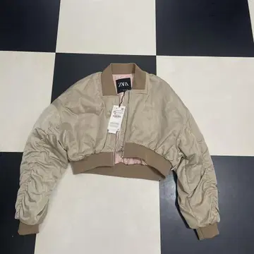 ZARA 크롭 숏 기장 MA-1 자켓 XS 베이지