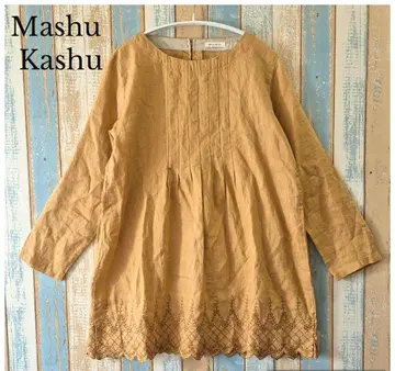 마슈 카슈 린넨 100% 자수 스캘럽 블라우스 F