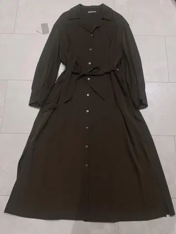 띠어리 럭스 셔츠 원피스 38 카키