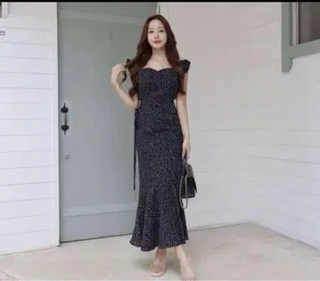 랜디 도트 롱 원피스