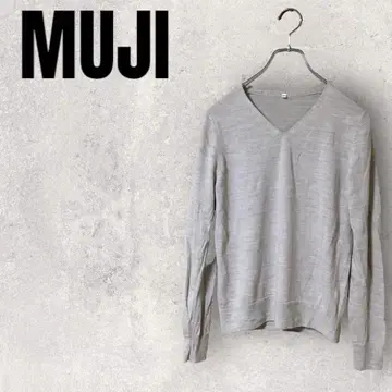 MUJI 무인양품 V넥 스웨터 M 울 실크 심플 여성용
