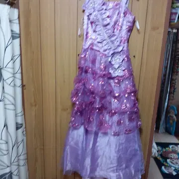 연보라 프릴 드레스