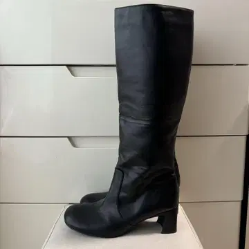 오데트 에 오딜 천연 가죽 롱 부츠 블랙 가죽 심플 블랙