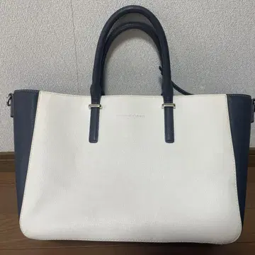 TOMMY HILFIGER 화이트/네이비 토트백