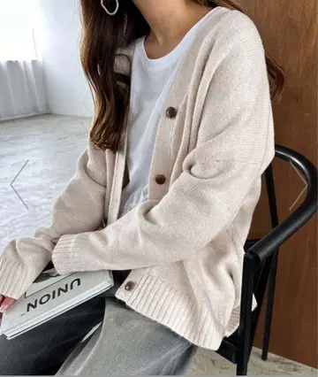 andme 앤도미 천축 편직 V넥 긴팔 니트 가디건