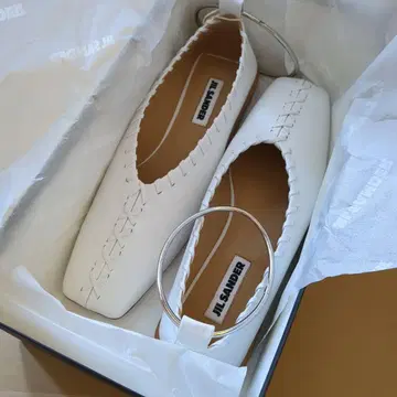 새상품 JIL SANDER 플랫슈즈 38 화이트 발찌 포함
