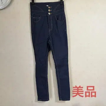 미셸 마카롱 하이웨스트 스키니 데님 약 60cm 기장 작은 키