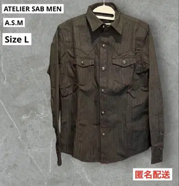 A.M.S 아틀리에 서브멘 헤링본 긴팔 데님 셔츠 Size L