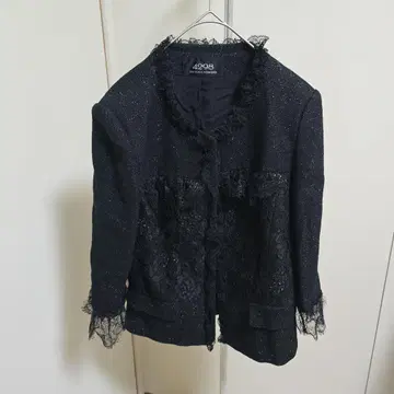 4298 SHIZUKA KOMURO 노카라 자켓 블랙 레이스 장식