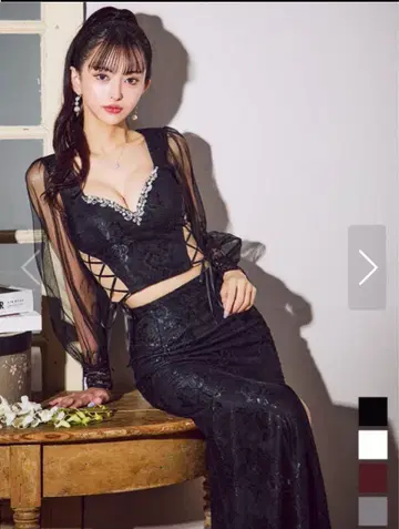 jewel 블랙 레이스 장식 타이트핏 드레스 M 사이즈