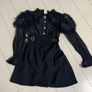 ROJITA 블랙 프릴 긴팔 미니 원피스 F 사이즈