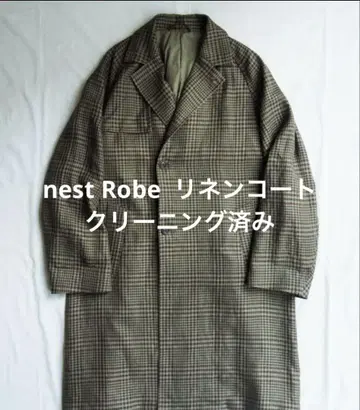 nest Robe 189 confect 린넨 체크 알스터 코트