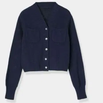 L'AUBE BLANC basketknitcardigan 미사용 네이비