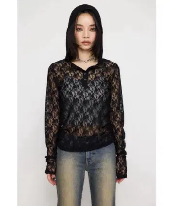 LAGUA JEM FLOR HOODIE 레이스 상의