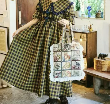 틸과 레트로 멀티 웨이 빅 체크 리본 원피스