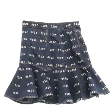 [디스퀘어드] 로고 프린트 데님 미니 플레어 스커트 36 S사이즈