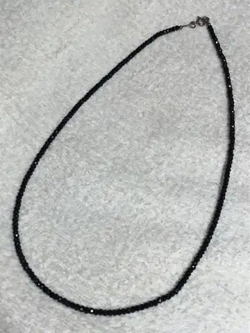고급 블랙 스피넬 목걸이 실버 925 전체 길이 50cm