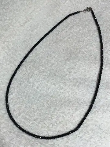 고급 블랙 스피넬 목걸이 실버 925 전체 길이 50cm
