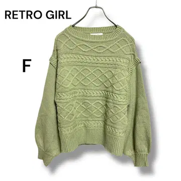 RETRO GIRL 케이블 짜임 니트 세이지 그린