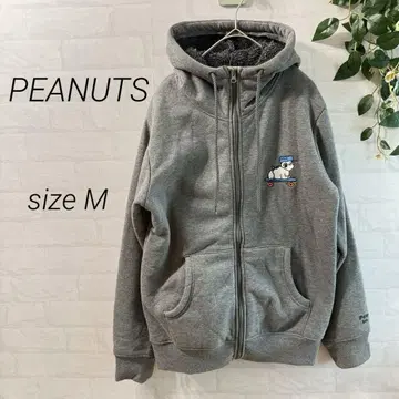 [ PEANUTS ] 스누피 보아 안감 지퍼 후드티 (M) 그레이