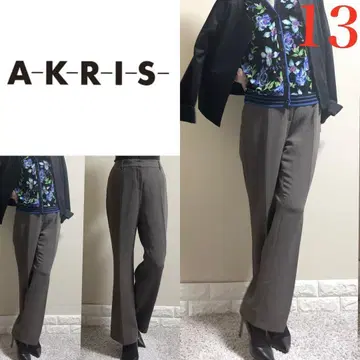 빅 사이즈! AKRIS 아크리스 고급 센터 프레스 팬츠 13 브라운 XL