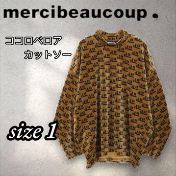 희귀! mercibeaucoup, 코코로 벨로아 티셔츠 루즈핏 브라운