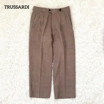 [트루사르디] 린넨 팬츠(F) 턱 팬츠 캐주얼 일본제 브라운