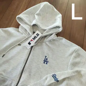 다저스 후드티 풀 집업 자수 로고 L 오트밀 MLB